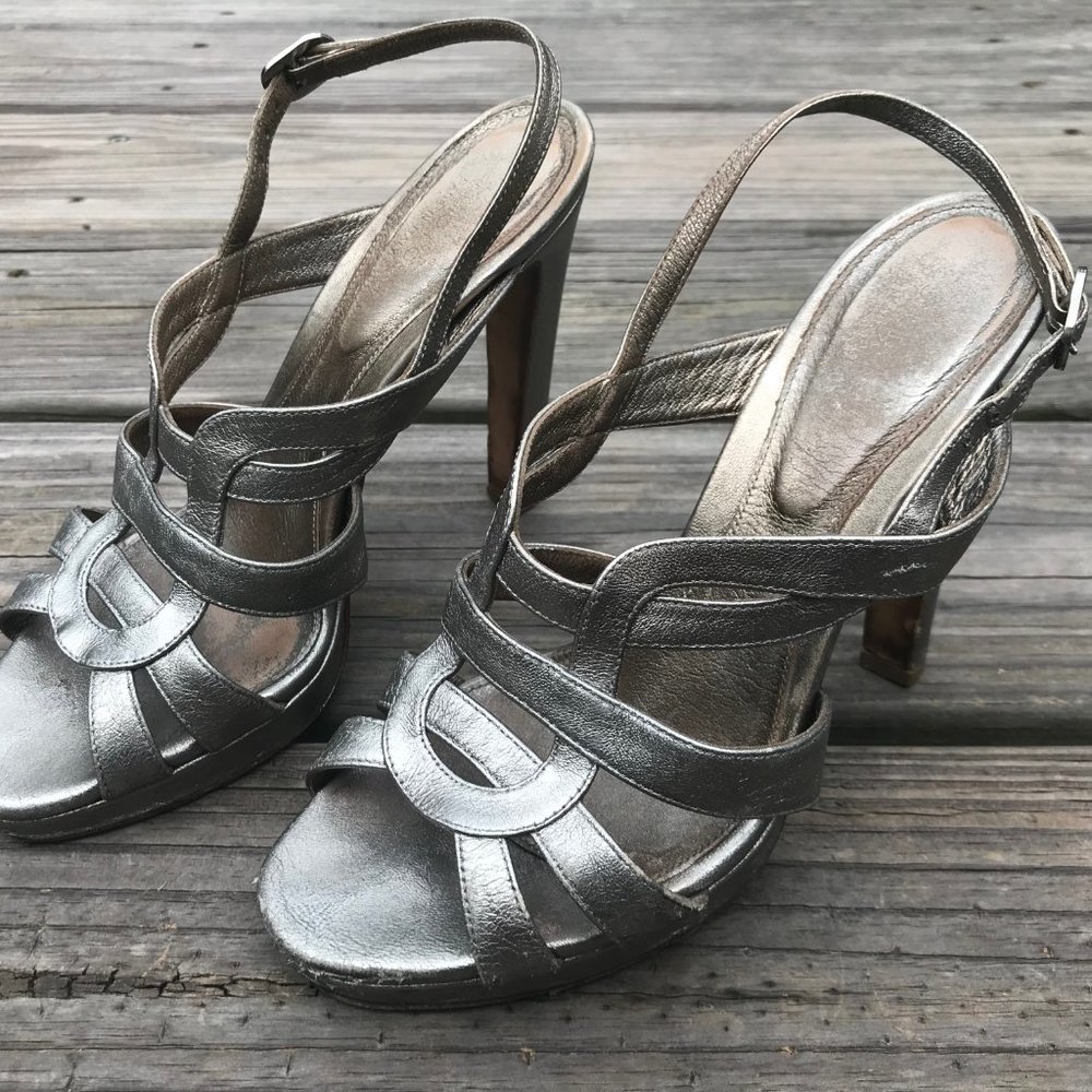 Sergio Rossi Heels Sliver Matte Leather Strappy St